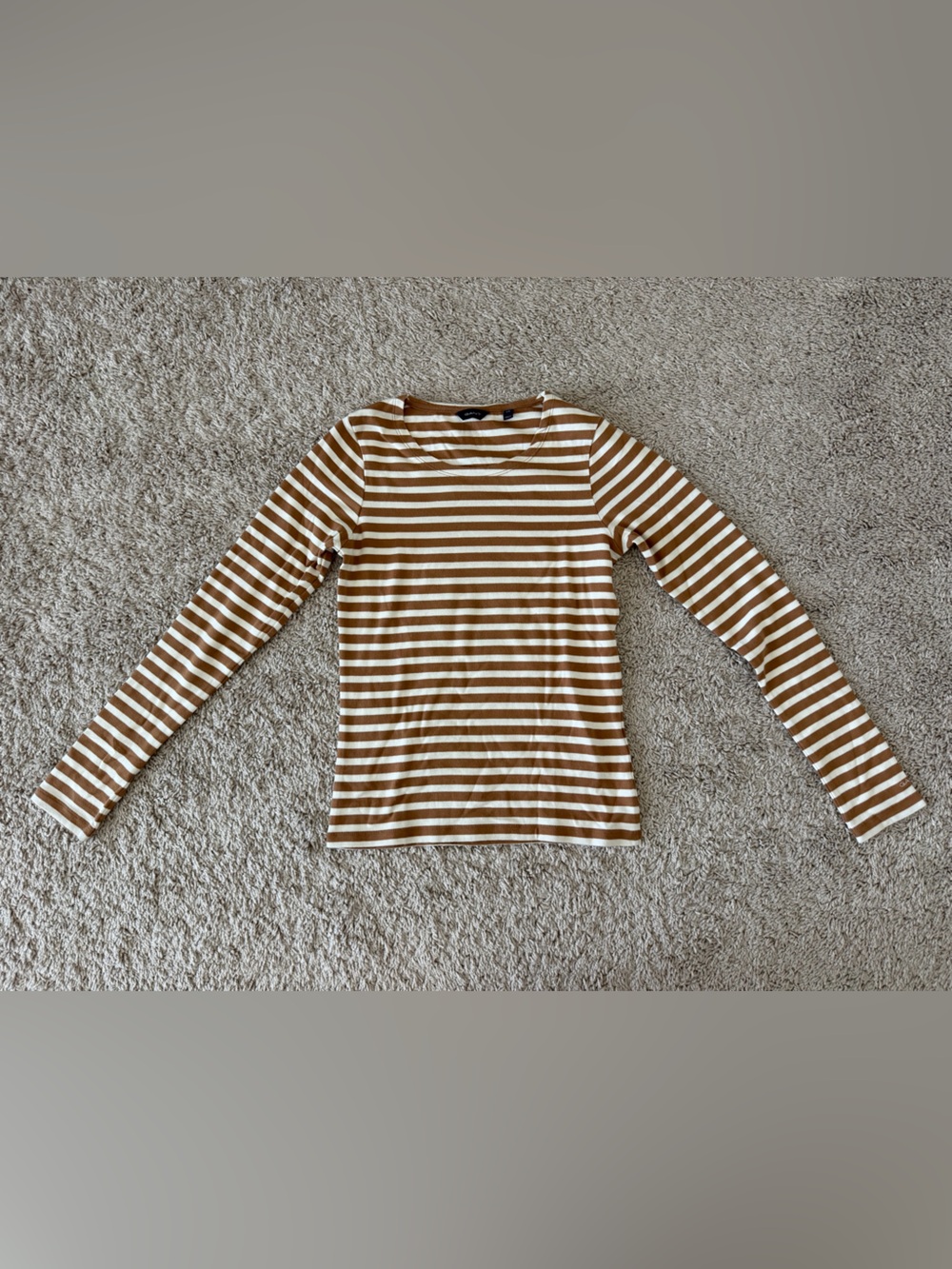 Gant Striped Tee in Brown and White